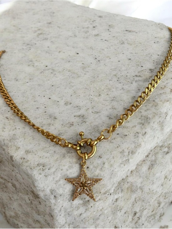 Anne Klein Jewelry - Jane Marie Gold Star Pendant Chain Necklace - Women Jewelry
